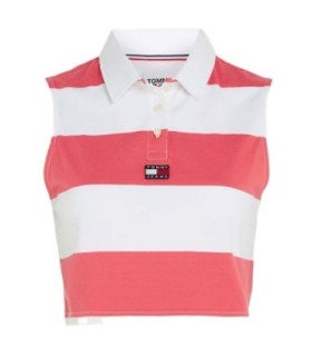 Tommy Jeans Crop Badge Stripe Polo Mujer